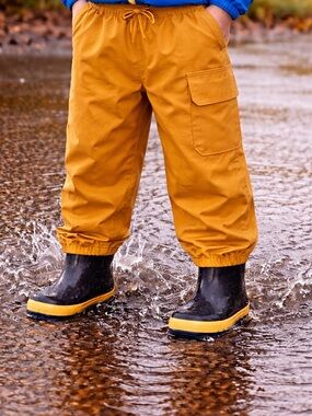 Hatley Mustard Yellow Kids Rain Pants - Size 7 💧 UNISEX